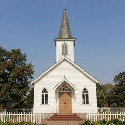 picture of an old wooden white church, 1 9 th century southern gothic scene, made by zhang kechun