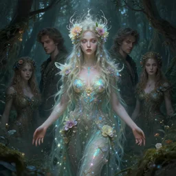 earth goddess, forest spirit by james jean, charlie bowater, tom bagshaw, nikolay makovsky, melanie delon : : enchanting, ethereal, magical, glowing, sparkle, iridescent, flowerpunk, portrait, character design, illustration, hyperrealism, photorealism, digital art, concept art, dark fantasy, whimsy, weta, wlop, artstation