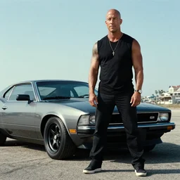 film still of the rock as dominic toretto in fast & furious