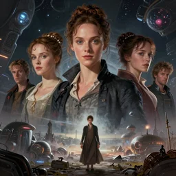 scene from the futuristic remake of Pride and Prejudice, space atompunk aesthetics, scifi, highly detailed portraits, digital painting, artstation, concept art, smooth, sharp foccus ilustration, Artstation HQ.