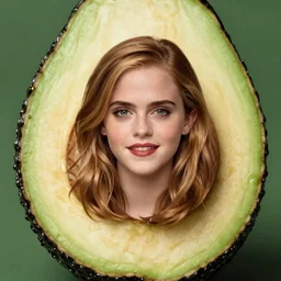 emma watson inside an avocado, high quality photography
