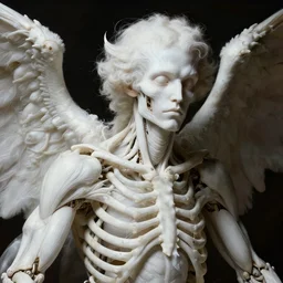closeup portrait of white ribbed lucifer covered with ribs white mechanical spines white muscle tissue, lucid dream - like heavy atmosphere, baroque painting, harsh flash photo, perfect composition, detailed octane render trending on artstation, 8 k artistic photography, volumetric cinematic perfect light, chiaroscuro, masterpiece, raphael, caravaggio, beksinski, rutkowski, beeple