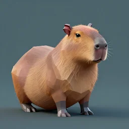 low poly render of a capybara