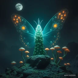 by kay nielsen and grzegorz rutkowski, visually stunning, cinematic, ultra realistic, hyper realism, 1 2 k, epic, octane render, unreal engine, vfx, maya, water shaped like a butterfly : a person with a cactus as a head, nuclear explosion mushrooms : trophy wolf