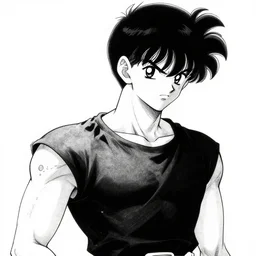 jin kazama, illustrated by akira toriyama, manga style, black and white illustration