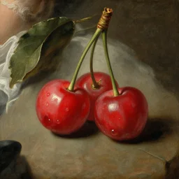 xix century classical academical oil paintintg, a fragment with a close - up cherry. flemish baroque, russian neoclassicism, romanticism, rococo, academism.