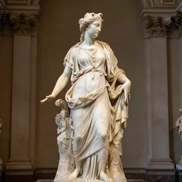 a marble sculpture of natalie portman wearing a toga, sculpted by gianlorenzo bernini, in a museum of classical art, beautiful lighting, intricate detail, art photography