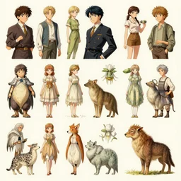 an illustrated field guide to different species of anime protagonists showing examples of males and females of each species, biological illustrations, art by john james audubon robert stebbins and terryl whitlatch and david sibley and charles darwin, highly detailed, intricately detailed, 8 k, trending on artstation
