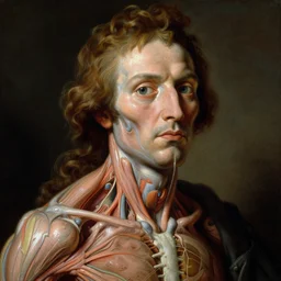baroque neoclassicist colorful close - up portrait of mad scientist's anatomy. reflective detailed textures. studio lighting, dark background. highly detailed fantasy science fiction painting by, moebius, norman rockwell, frank frazetta, and syd mead. high contrast. artstation