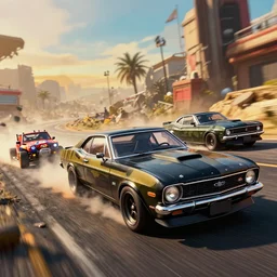 3 5 mm low angle photo mad max combat military black ford falcon xb gt coupe 1 9 7 3 v 8 interceptor racing on a post apocalyptic fallout 4, road, gta 5, mario cart, rocket league, hyper detailed, rocket league, smooth, high contrast, volumetric lighting, octane, george miller, vibrant rich deep color, comic book