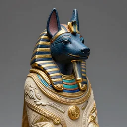 A miniature figure of god Anubis. Diorama. Very fuff detailed. 4k. Macro 100 mm
