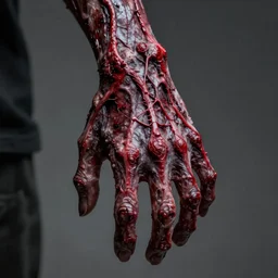 ultra realistic zombie hand, detailed, red veins , 8K