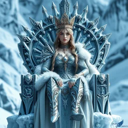 photo of a very beautiful!!! icequeen warrior sitting on her ice throne highly detailed 8 k hdr smooth sharp focus high resolution award - winning photo