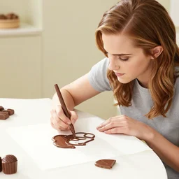 emma watson draw with chocolate and icing.