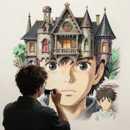 a journalist investigating a haunted mansion, finely illustrated face, highly detailed, colored pencil, studio ghibli, tankobon, in the style of ilya kuvshinov and yoshiyuki sadamoto