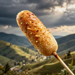 corn dog, beautiful lighting, food photography