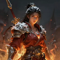 portrait of a cold fire warrior, fantasy, concept art, digital painting, dramatic lighting