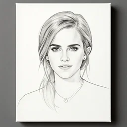 one - line drawing of emma watson, on canvas, in the style of matte, digital art