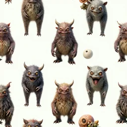 a seamless pattern of surreal surrealist and detailed surrealism monsters, ultra high detail, ultra freaky surreal