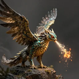 a mythical creature covered in scales and feathers spitting acid, fantasy, elegant, digital painting, artstation, concept art, matte, sharp focus, illustration, art by aleksi briclot