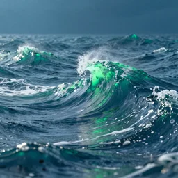 blue and green waves, cinematic, 8k resolution artstation trending, octane render, unreal engine