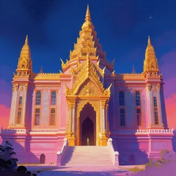 grand palace temple for leader of galactic empire by peter mohrbacher, vivid colors, matte painting, 8 k, concept art, mystical color scheme, trending on artstation