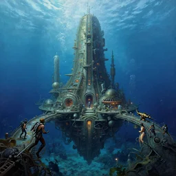 underwater city, bioshock, highly detailed painting by gaston bussiere, craig mullins, j. c. leyendecker 8 k