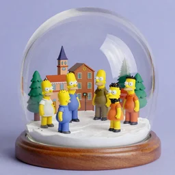 the town of springfield from the simpsons in a beautiful photo-realistic snowglobe