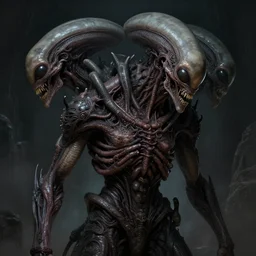 symmetry!! portrait of grotesque alien, sci - fi horror, intricate, body horror, dark design, highly detailed, dark dynamic lighting, digital art, digital painting, artstation, smooth, sharp focus, illustration, art by artgerm and h r giger and greg rutkowski and alphonse mucha, 8 k