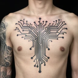a person with circuits as tattoos