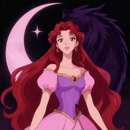 portrait of princess of the dreamlands and moon beast, beautiful! coherent! by brom, deep colors, red maroon purple pink black, strong lines