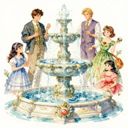 magical fountain, fantasy. intricate, amazing composition, colorful watercolor, by ruan jia, by maxfield parrish, by marc simonetti, by hikari shimoda, by robert hubert, by zhang kechun, illustration, gloomy