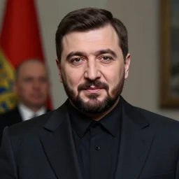 portrait of ramzan kadyrov, photo - realistic, color image, 2 k, highly detailed, by h. r. giger