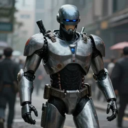 modern day reimagining of an evil robocop terrorizing the public. concept art. realistic. cinematic.