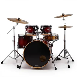 neon drum kit, commercial catalog photo, isolated on a pure white background, centered, entire object in frame, sharp focus, soft studio lighting