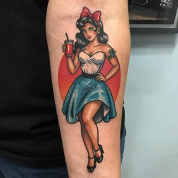 pinup girl tattoo by Sarah Gaugler