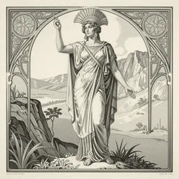 Boudicca, art deco, lithograph