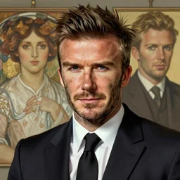 portrait of David Beckham as a detective, highly detailed, digital painting, artstation, concept art, sharp focus, illustration, art by artgerm and greg rutkowski and alphonse mucha