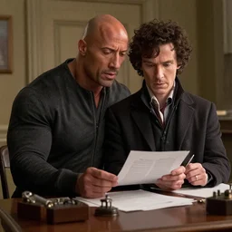 dwayne johnson as sherlock holmes examine the evidence, cinematic scene