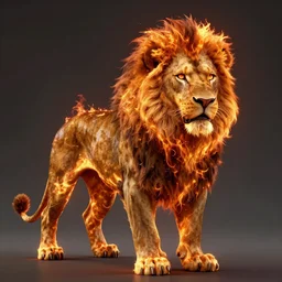 fire lion, flaming, unreal engine