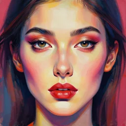 closeup portrait of a woman, symmetric, vibrant, digital painted art by irakli nadar
