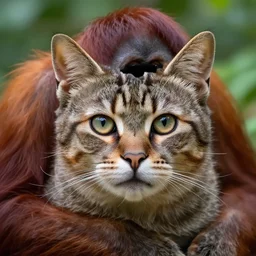 a feline cat - orangutan - hybrid, animal photography