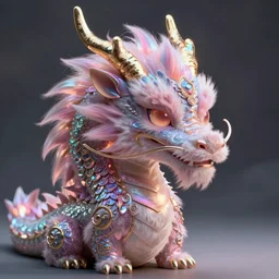 furry fluffy iridescent dragon, by greg rutkowski, trending on artstation, detailed, intricate, elegant, cinematic, 4 k, dramatic lighting