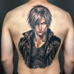 a picture of my new back tattoo of chris redfield by tom of finland