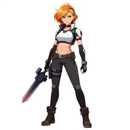 full body Sakimichan illustration of christina hendricks as a cyberpunk warrior with weapons by Sakimichan trending on Deviantart