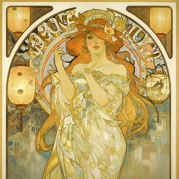 a beautiful painting of the lantern festival in old kyoto, by alphonse mucha, ayami kojima amano, charlie bowater, karol bak, greg hildebrandt