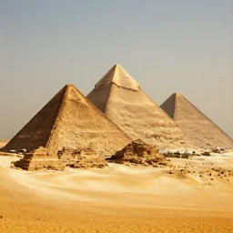 beautiful nature photography, featured on artstation, pyramids in the desert, matte painting