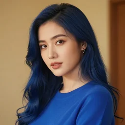 a beautiful bleu - woman, warm lighting, 8 k
