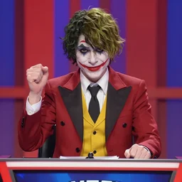 joker from persona 5 is a contestant on jeopardy, television still, screencap