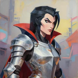 greg manchess portrait painting of partially armored vampirella as overwatch character, medium shot, asymmetrical, profile picture, organic painting, sunny day, matte painting, bold shapes, hard edges, street art, trending on artstation, by huang guangjian and gil elvgren and sachin teng